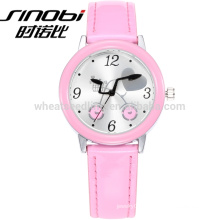SINOBI brand fancy candy lady girls leather band cartoon watches lovely gift for girlfriend 2015 new products